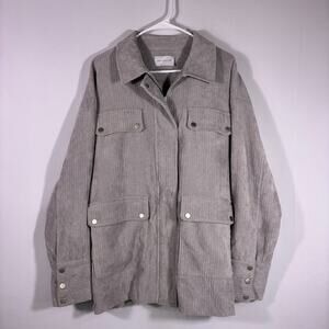 Lattelier Light Gray Ribbed Oversized Utility Jacket One Size C1